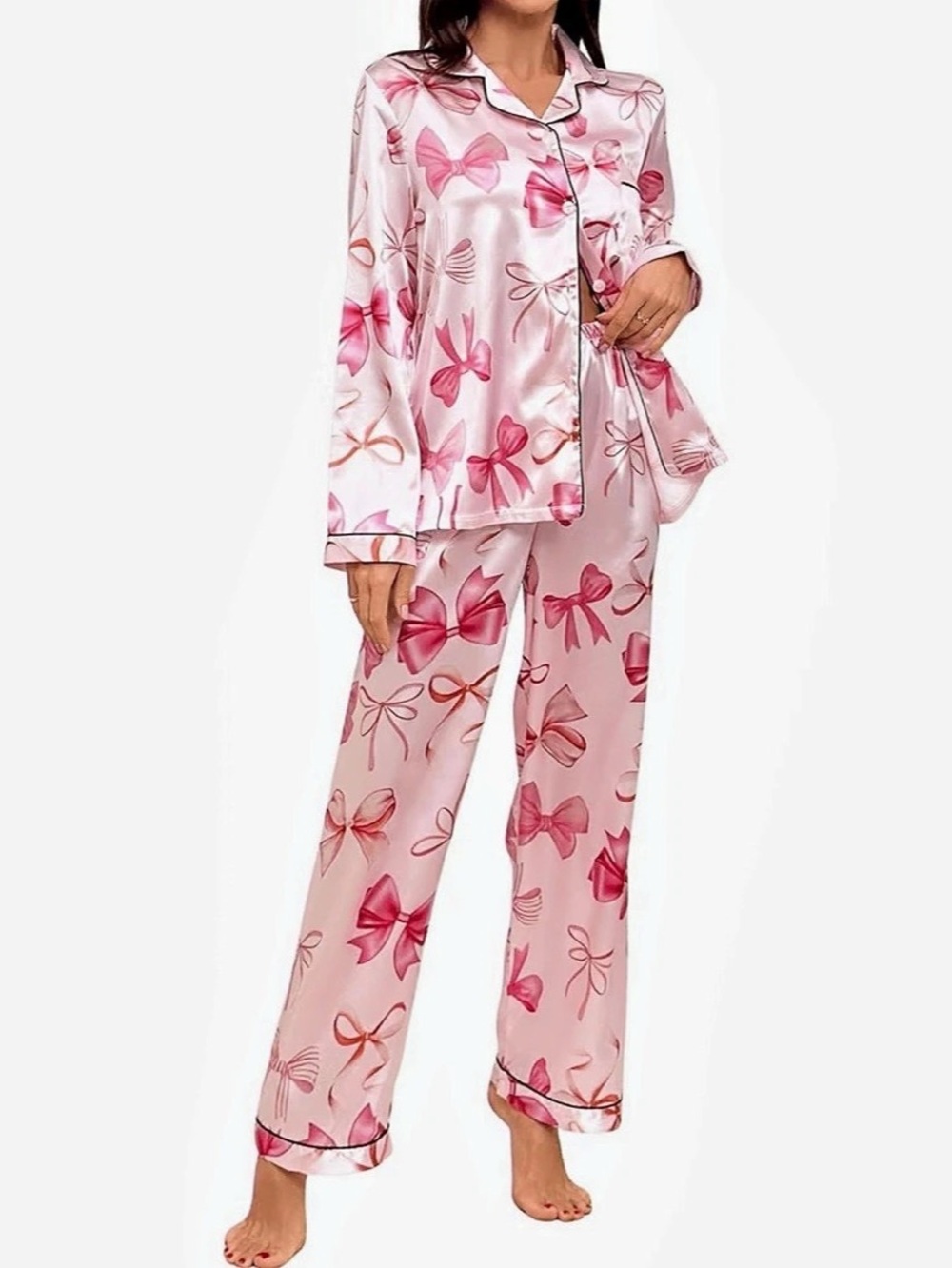 Bow Satin Pink Pajama